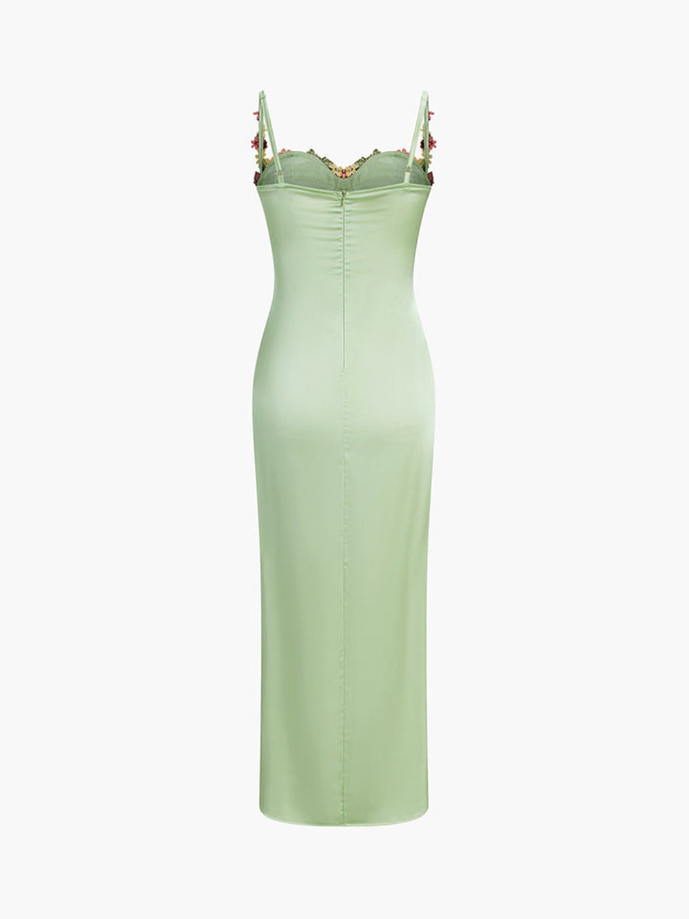 Roxane | Robe longue en satin avec bretelles florales
